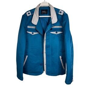 Barabas Blue and Gray Coat Jacket Button Military Mens S